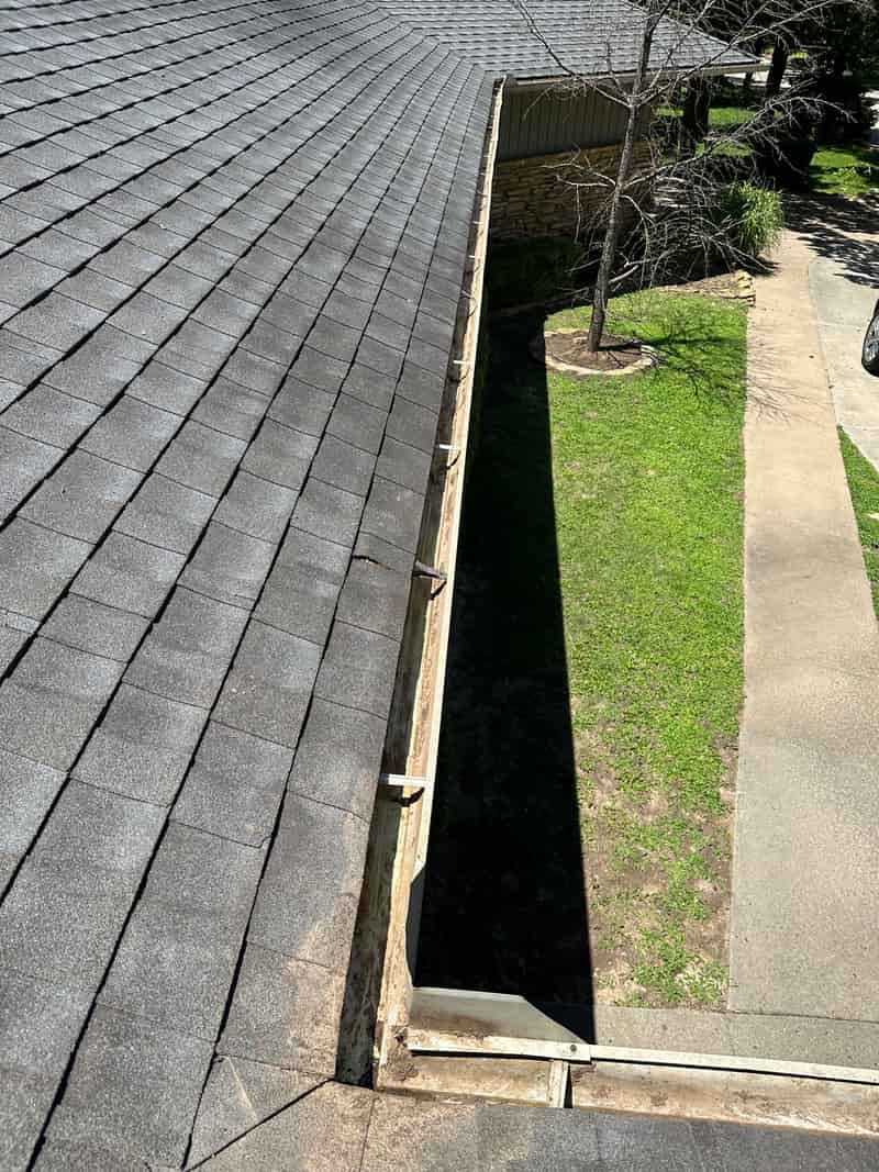 Gutters after cleaning in Edmond, Oklahoma