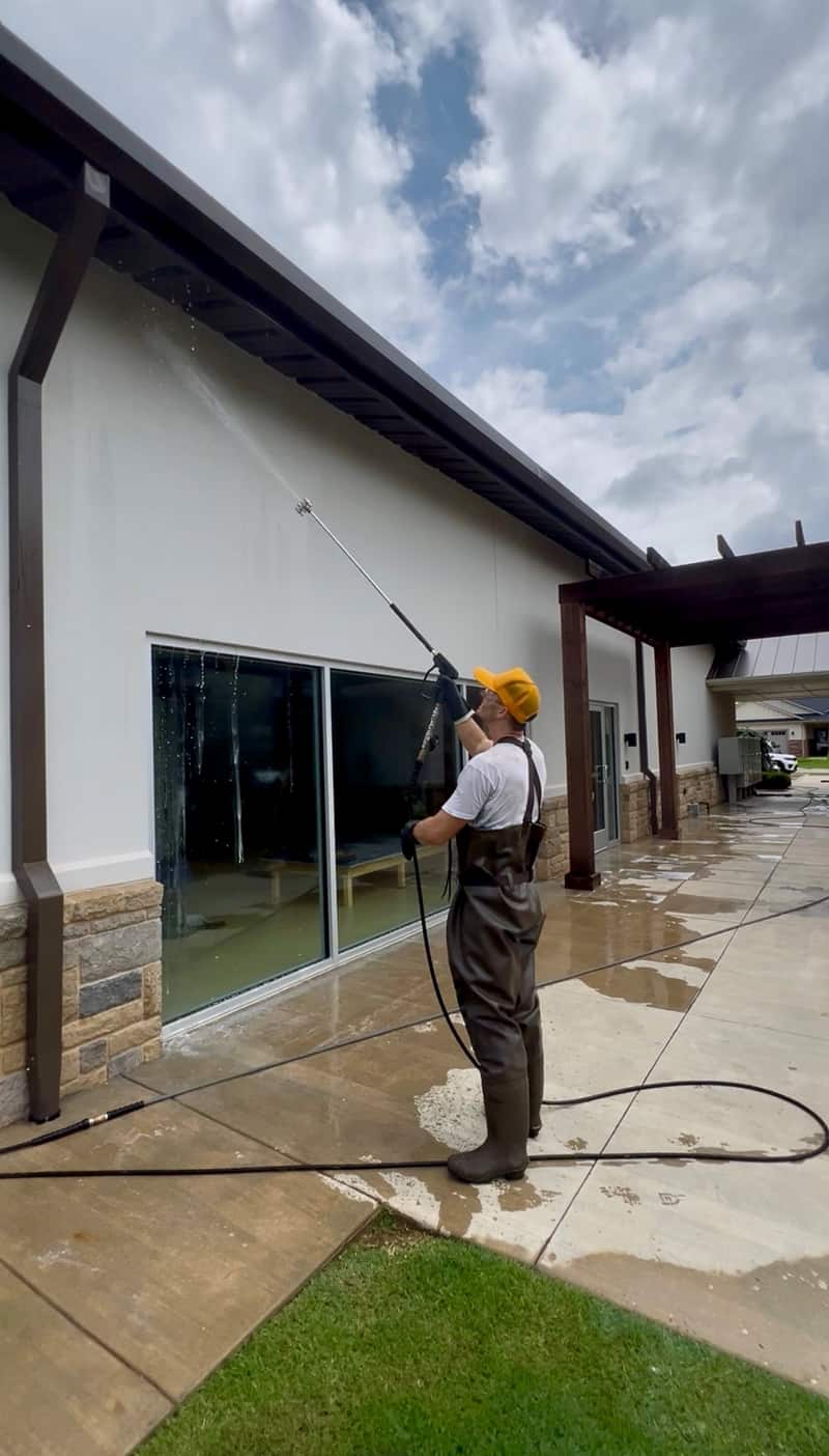 Soft wash on vertical siding